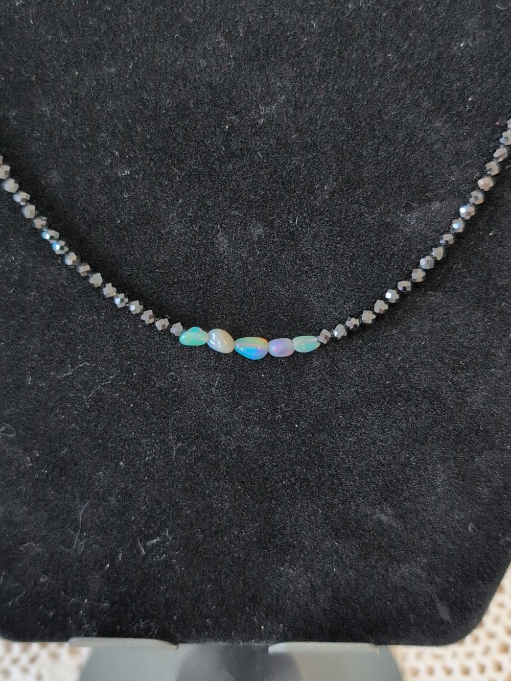 Handmade Spinel and Ethiopian Opal Necklace - Picture 2 of 4